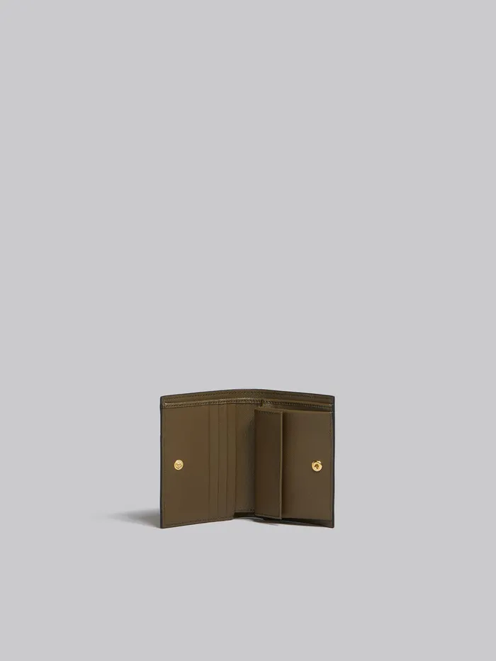 Deep Blue Cream And Green Saffiano Leather Bifold Wallet Women Marni Wallets and Small Leather Goods