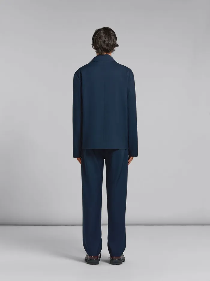 Deep Blue Tropical Wool Blazer With Marni Mending Men Marni Coats and Jackets