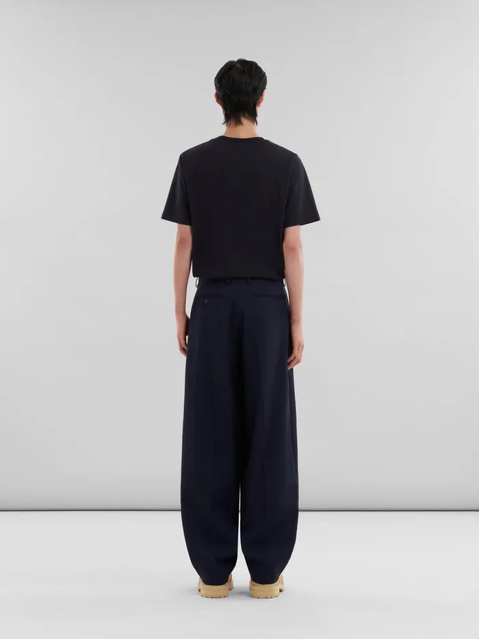 Deep Blue Tropical Wool Pleated Trousers Men Marni Pants