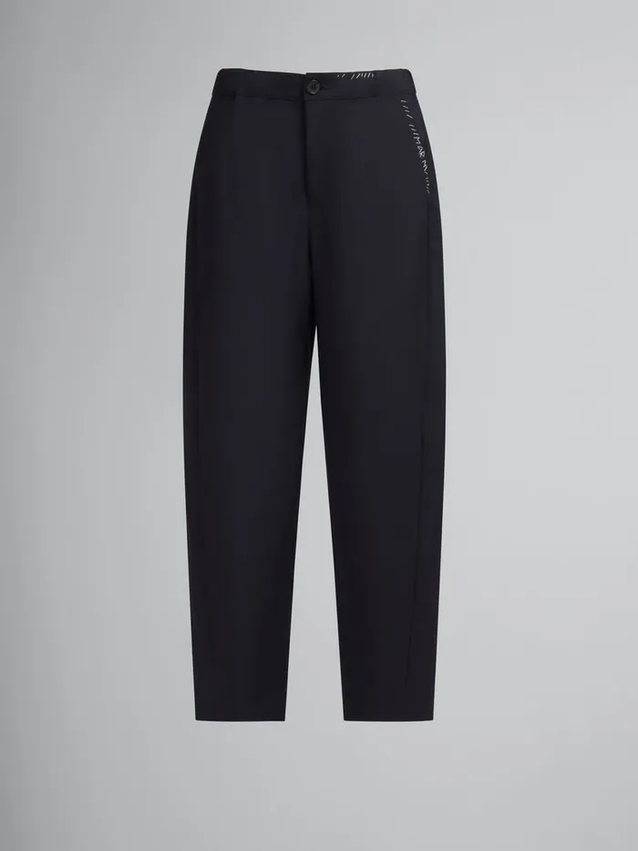 Deep Blue Tropical Wool Trousers With Marni Mending Women Marni Pants