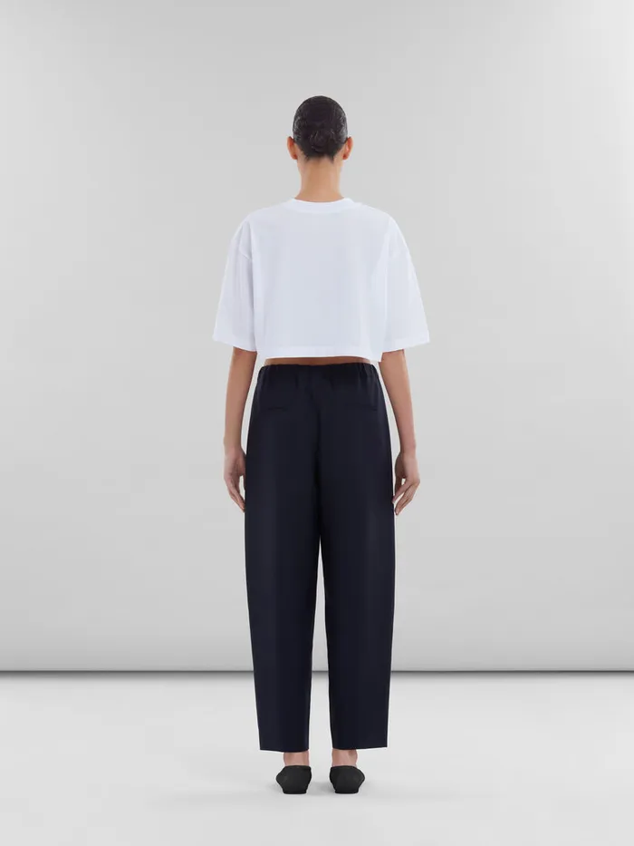 Deep Blue Tropical Wool Trousers With Marni Mending Women Marni Pants