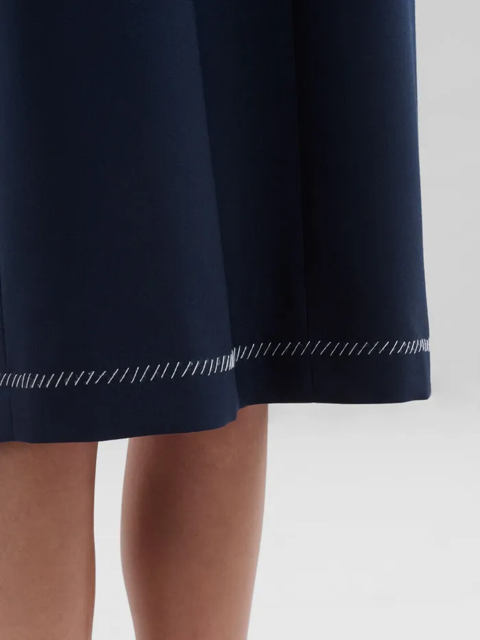 Deep Blue Tropical Wool Vneck Dress Women Marni Dresses