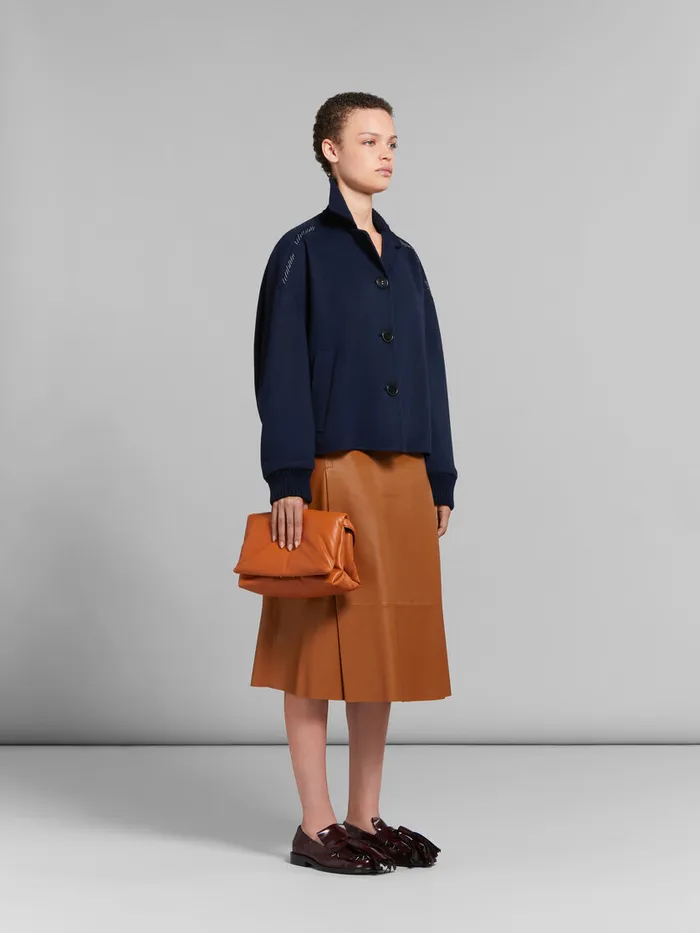 Deep Blue Wool And Cashmere Jacket With Knit Trims Women Marni Coats and Jackets