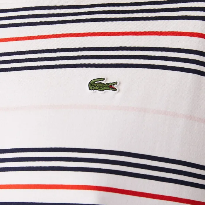 Dissimilar Striped Pleated Jersey Tshirt Dress PurpleNavy BlueWhiteRedLight Pink Womens Lacoste Dresses and Skirts Near Me