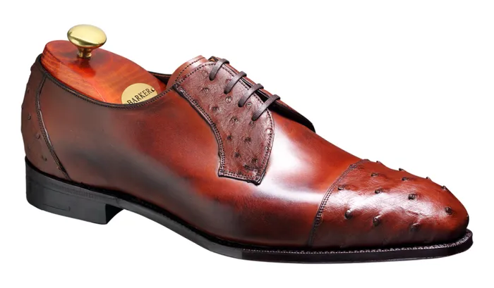 Dorchester 8211 Brown Calf Ostrich Mens Barker Shoes Derbys