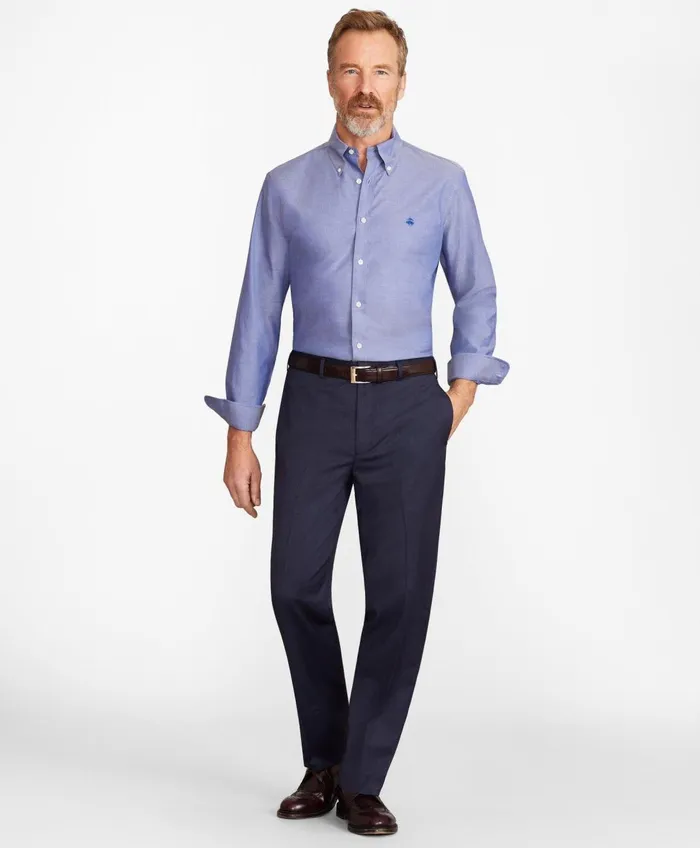 Dress Pants Men Brooks Brothers Brooks Brothers Flex MadisonFit Wool Trousers Blue