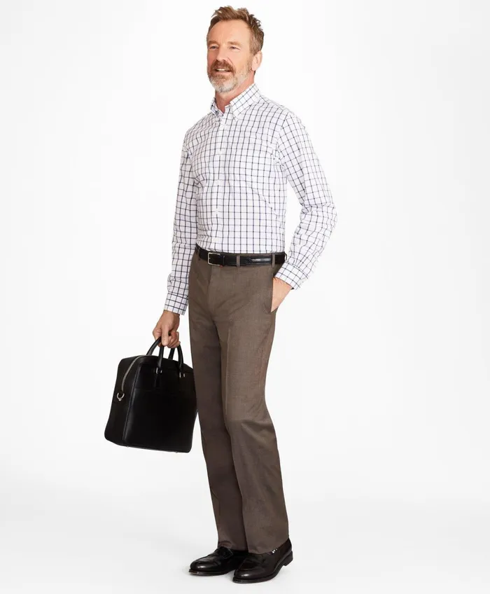 Dress Pants Men Brooks Brothers Brooks Brothers Flex MadisonFit Wool Trousers Brown