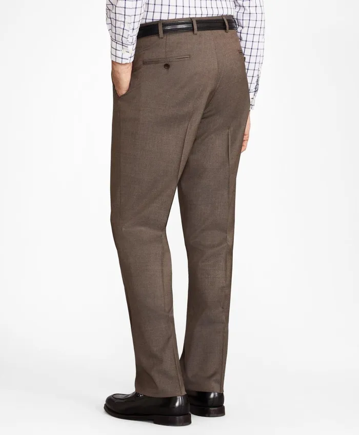 Dress Pants Men Brooks Brothers Brooks Brothers Flex MadisonFit Wool Trousers Brown