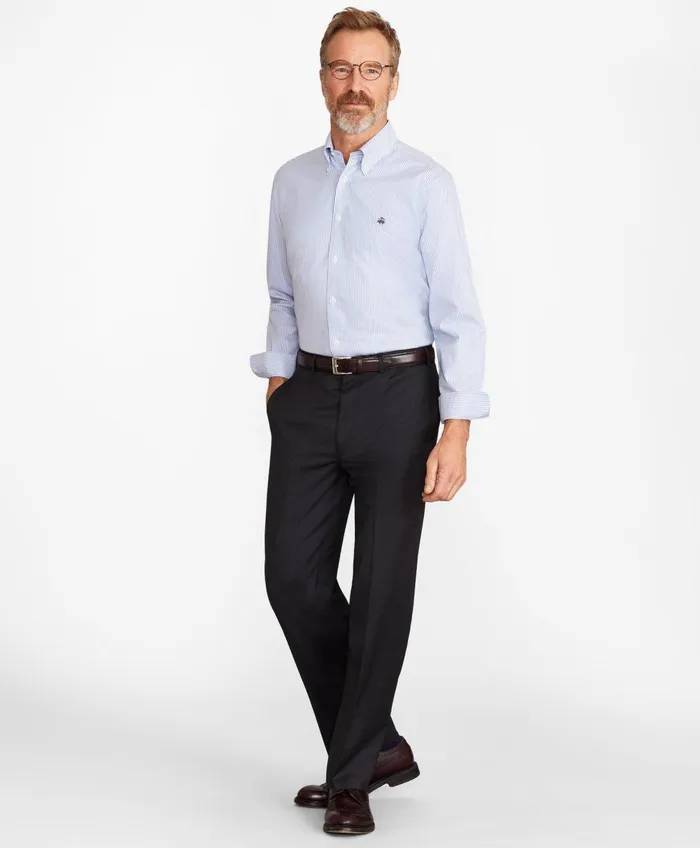 Dress Pants Men Brooks Brothers Brooks Brothers Flex MadisonFit Wool Trousers Charcoal