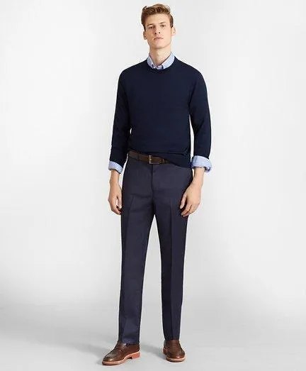 Dress Pants Men Brooks Brothers Brooks Brothers Flex MilanoFit Wool Trousers Blue