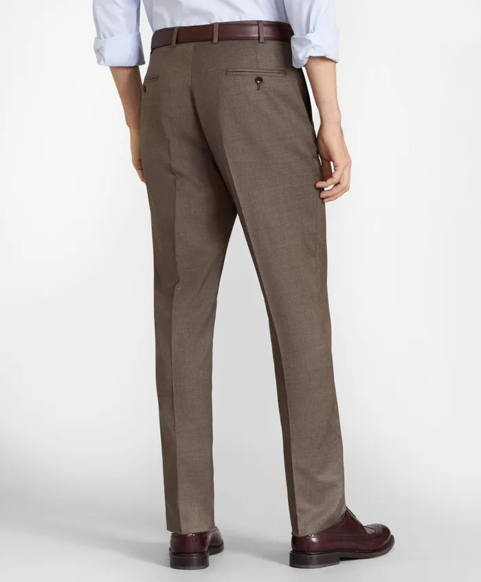 Dress Pants Men Brooks Brothers Brooks Brothers Flex MilanoFit Wool Trousers Brown