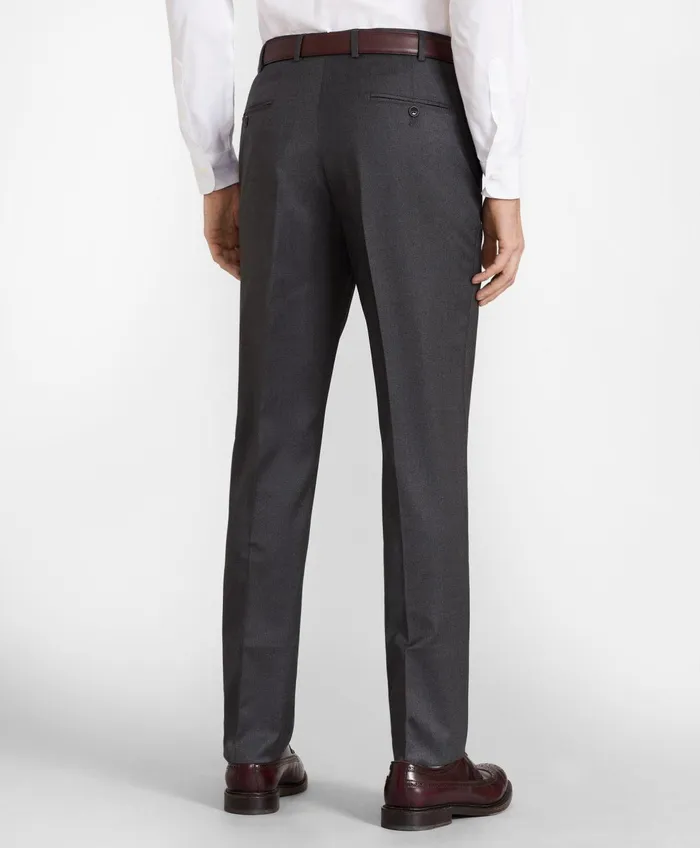 Dress Pants Men Brooks Brothers Brooks Brothers Flex MilanoFit Wool Trousers Grey
