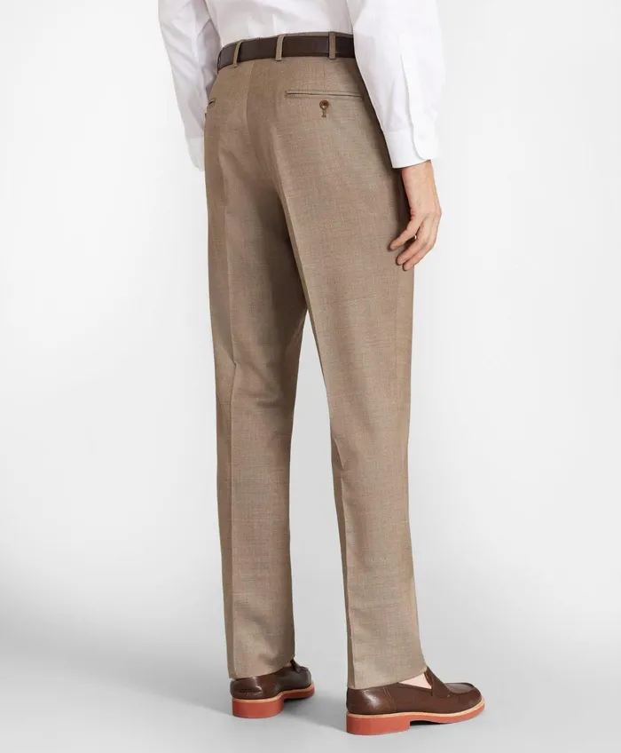 Dress Pants Men Brooks Brothers Brooks Brothers Flex MilanoFit Wool Trousers Tan