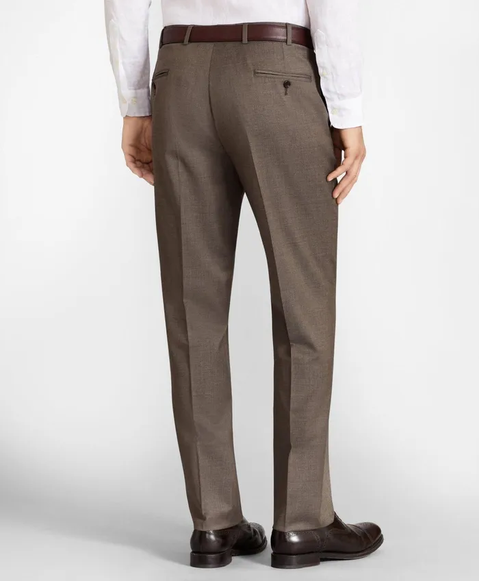 Dress Pants Men Brooks Brothers Brooks Brothers Flex RegentFit Wool Trousers Brown