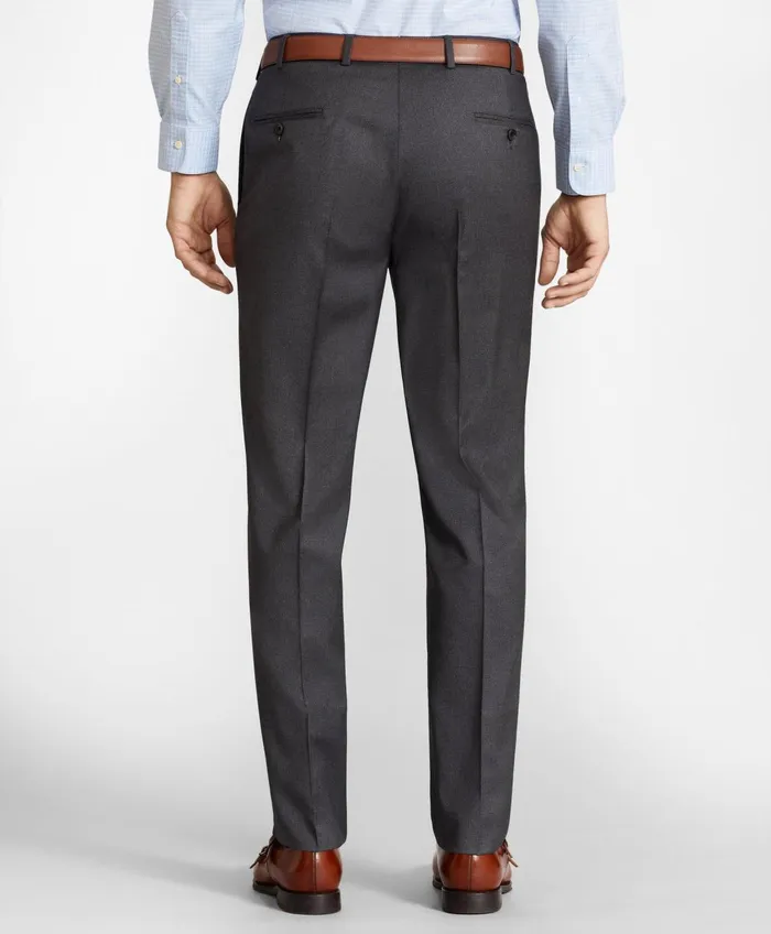 Dress Pants Men Brooks Brothers Brooks Brothers Flex RegentFit Wool Trousers Grey