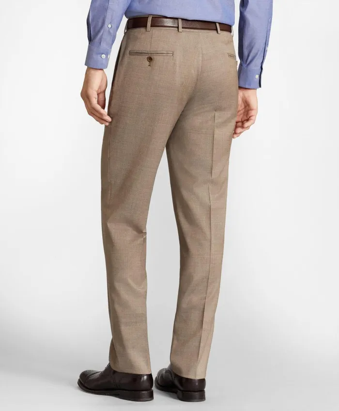 Dress Pants Men Brooks Brothers Brooks Brothers Flex RegentFit Wool Trousers Tan