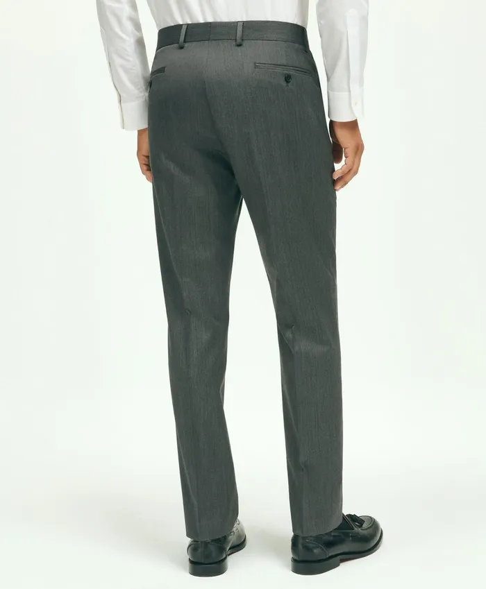 Dress Pants Men Brooks Brothers Classic Fit Wool Herringbone 1818 Dress Trousers Grey