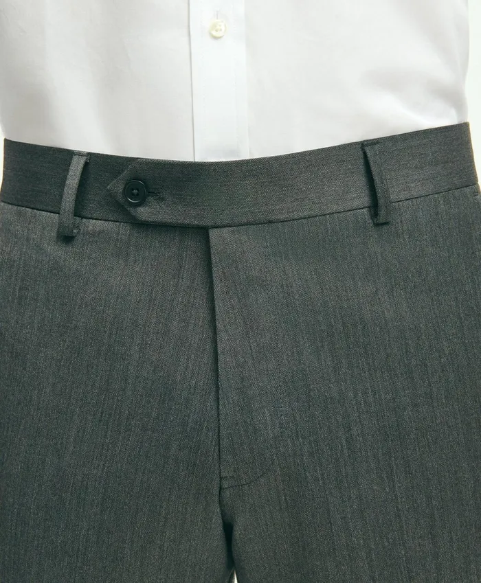 Dress Pants Men Brooks Brothers Classic Fit Wool Herringbone 1818 Dress Trousers Grey