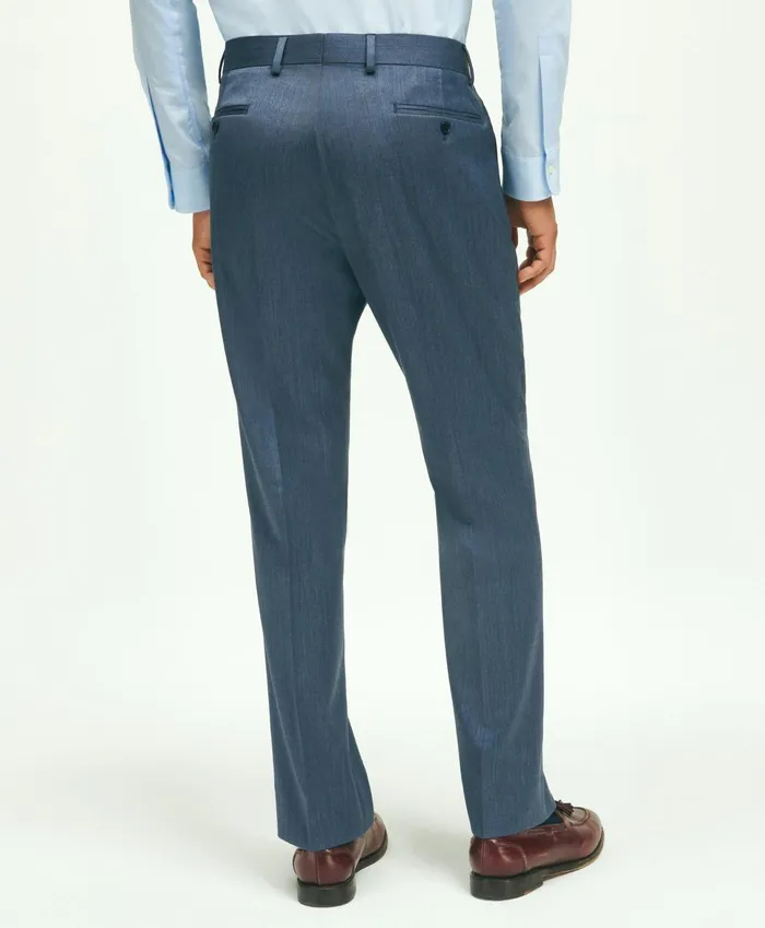 Dress Pants Men Brooks Brothers Classic Fit Wool Herringbone 1818 Dress Trousers Navy