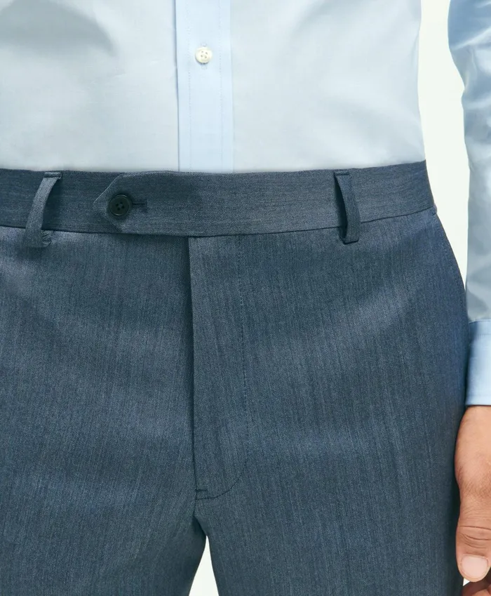 Dress Pants Men Brooks Brothers Classic Fit Wool Herringbone 1818 Dress Trousers Navy