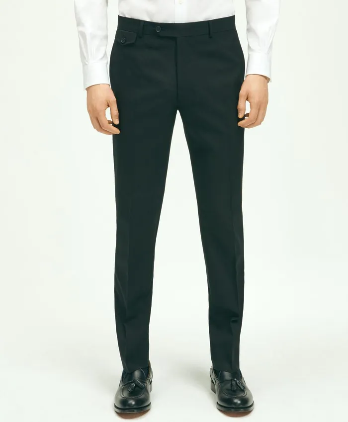 Dress Pants Men Brooks Brothers Slim Fit Wool Hopsack Trousers Black