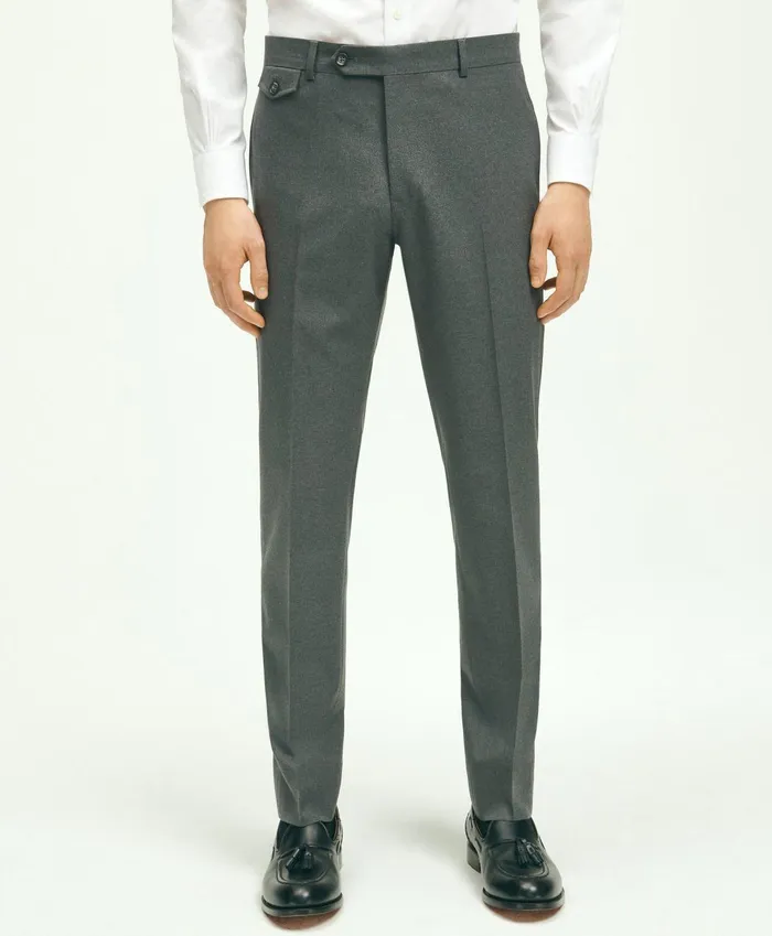 Dress Pants Men Brooks Brothers Slim Fit Wool Hopsack Trousers Grey