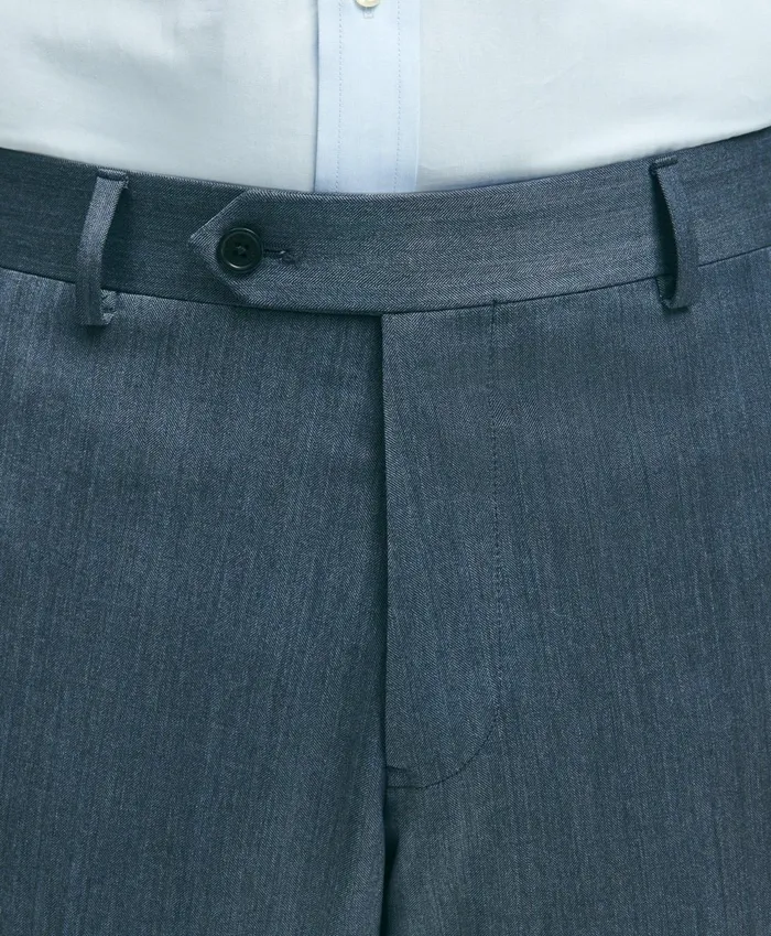 Dress Pants Men Brooks Brothers Traditional Fit Wool Herringbone 1818 Dress Trousers Navy