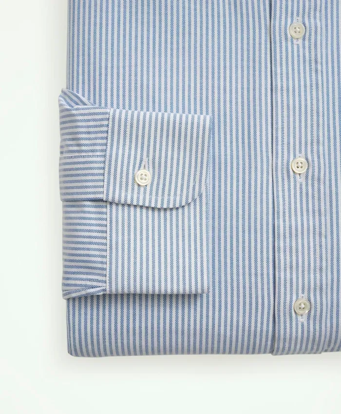 Dress Shirts Men Brooks Brothers AmericanMade Oxford Cloth ButtonDown Stripe Dress Shirt Blue