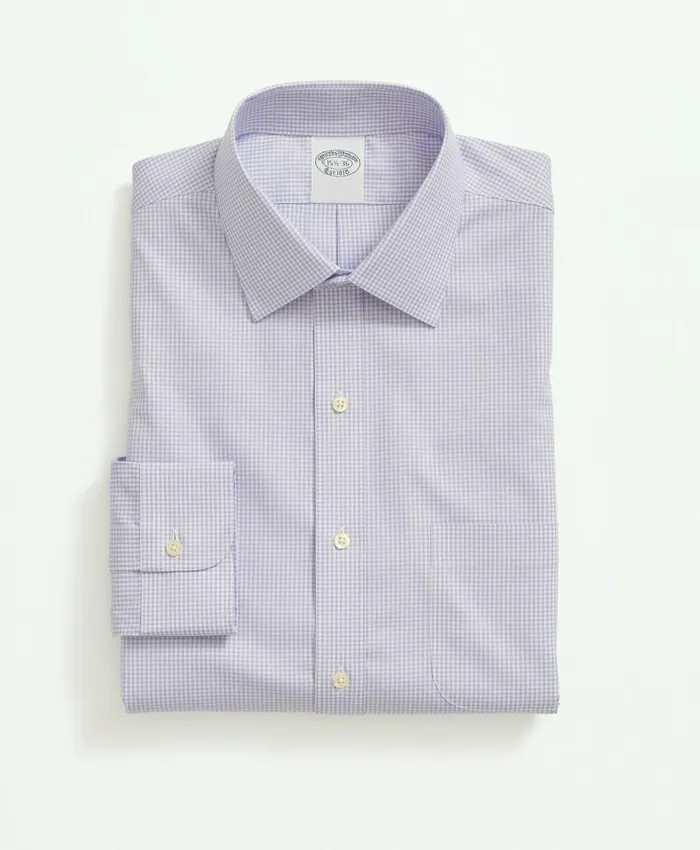 Dress Shirts Men Brooks Brothers Big andamp Tall Stretch Supima Cotton NonIron Pinpoint Oxford Ainsley Collar Gingham Dress Shirt Lavender
