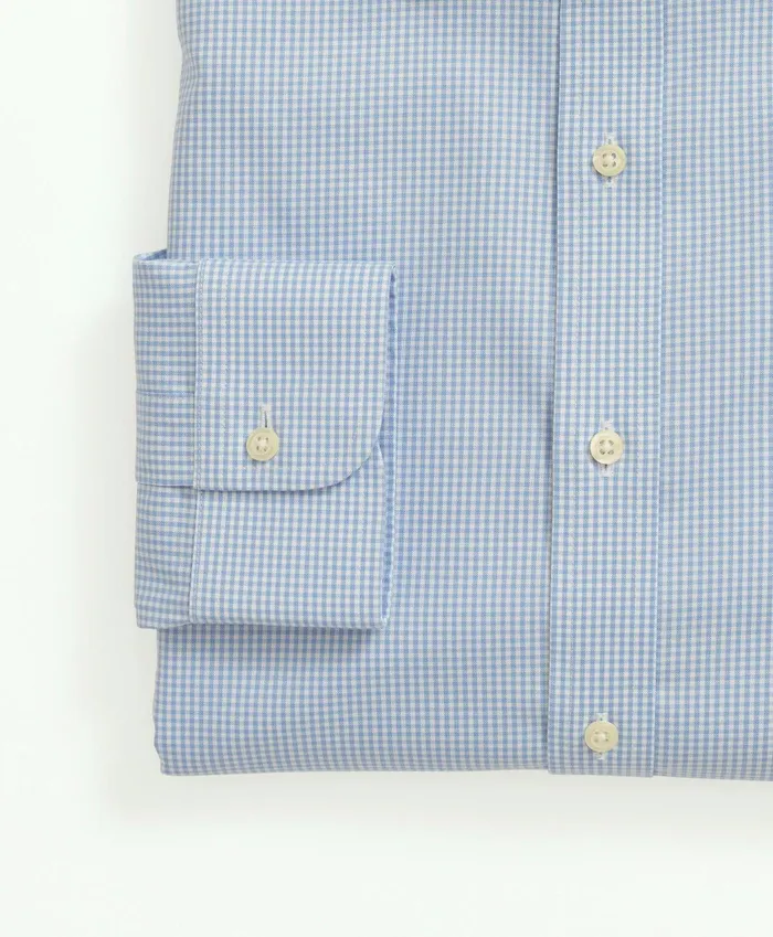 Dress Shirts Men Brooks Brothers Big andamp Tall Stretch Supima Cotton NonIron Pinpoint Oxford Ainsley Collar Gingham Dress Shirt Light Blue