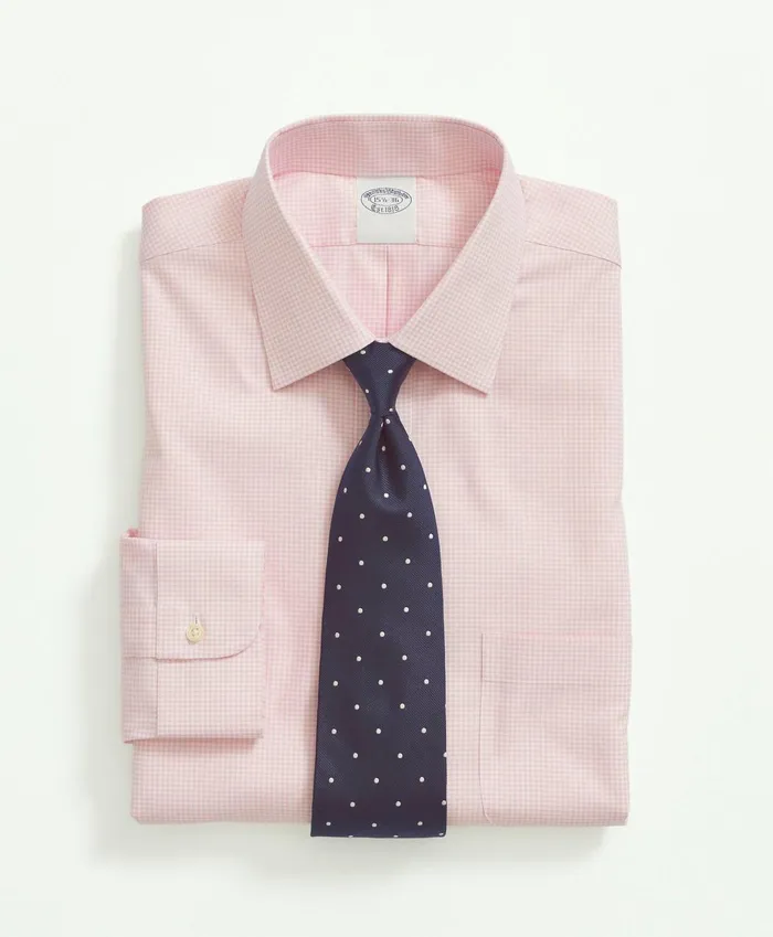 Dress Shirts Men Brooks Brothers Big andamp Tall Stretch Supima Cotton NonIron Pinpoint Oxford Ainsley Collar Gingham Dress Shirt Pink