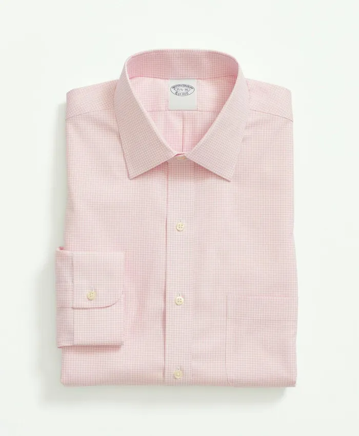 Dress Shirts Men Brooks Brothers Big andamp Tall Stretch Supima Cotton NonIron Pinpoint Oxford Ainsley Collar Gingham Dress Shirt Pink