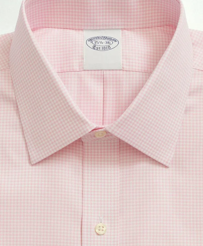 Dress Shirts Men Brooks Brothers Big andamp Tall Stretch Supima Cotton NonIron Pinpoint Oxford Ainsley Collar Gingham Dress Shirt Pink