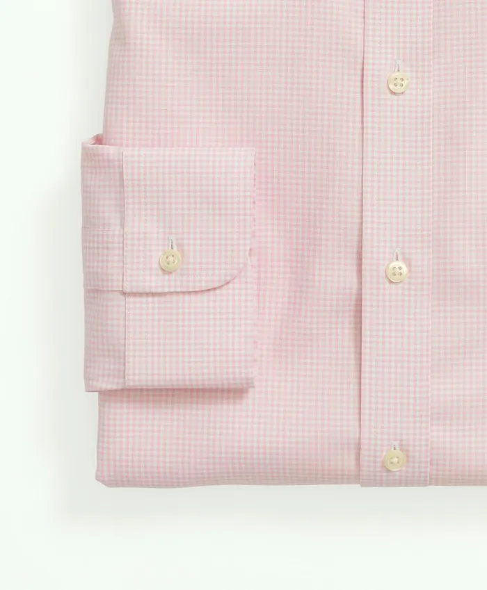 Dress Shirts Men Brooks Brothers Big andamp Tall Stretch Supima Cotton NonIron Pinpoint Oxford Ainsley Collar Gingham Dress Shirt Pink