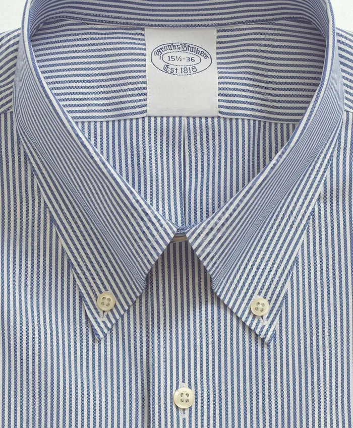 Dress Shirts Men Brooks Brothers Big andamp Tall Stretch Supima Cotton NonIron Pinpoint Oxford ButtonDown Collar Candy Stripe Dress Shirt Bright Blue