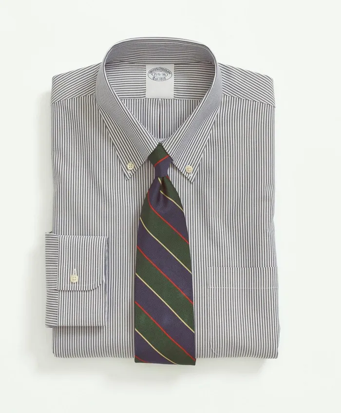 Dress Shirts Men Brooks Brothers Big andamp Tall Stretch Supima Cotton NonIron Pinpoint Oxford ButtonDown Collar Candy Stripe Dress Shirt Navy