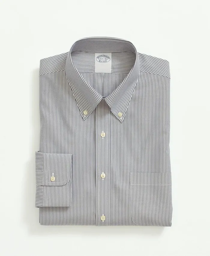 Dress Shirts Men Brooks Brothers Big andamp Tall Stretch Supima Cotton NonIron Pinpoint Oxford ButtonDown Collar Candy Stripe Dress Shirt Navy