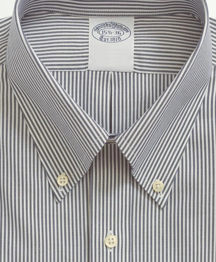 Dress Shirts Men Brooks Brothers Big andamp Tall Stretch Supima Cotton NonIron Pinpoint Oxford ButtonDown Collar Candy Stripe Dress Shirt Navy