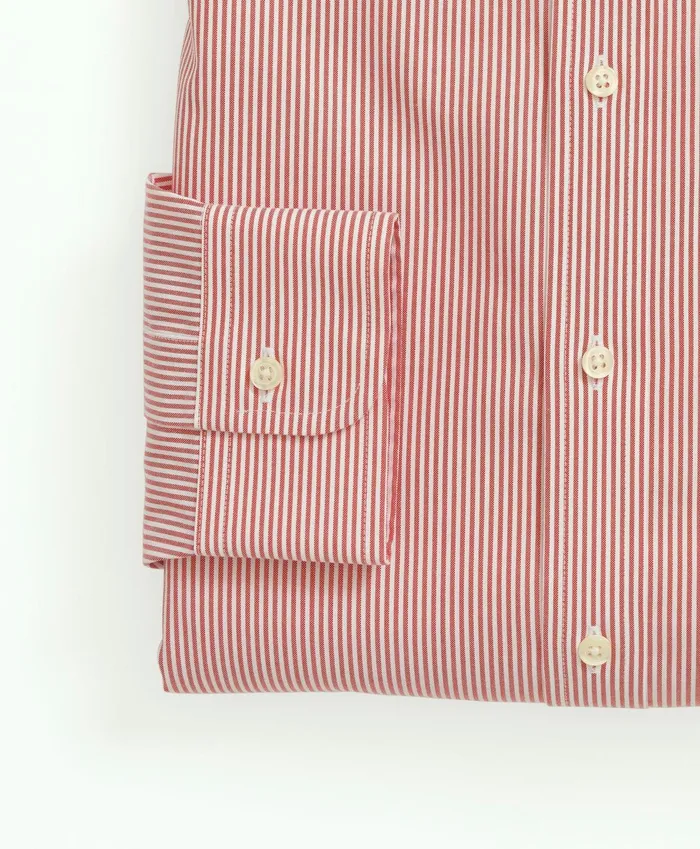 Dress Shirts Men Brooks Brothers Big andamp Tall Stretch Supima Cotton NonIron Pinpoint Oxford ButtonDown Collar Candy Stripe Dress Shirt Red