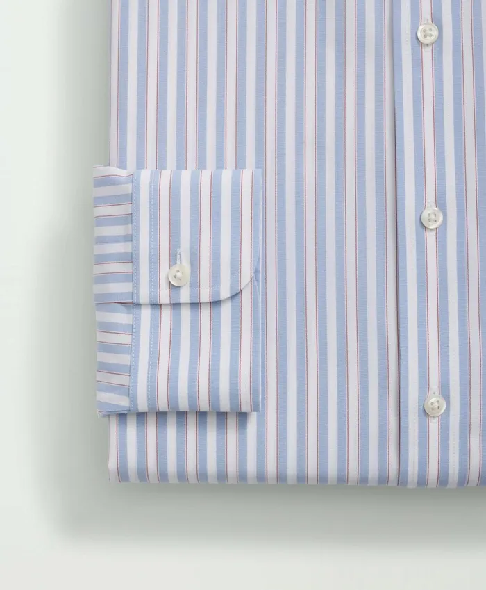 Dress Shirts Men Brooks Brothers Big andamp Tall Stretch Supima Cotton NonIron Poplin Ainsley Collar Striped Dress Shirt Light Blue