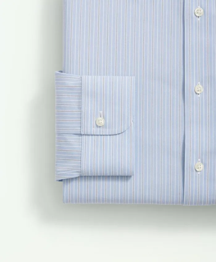 Dress Shirts Men Brooks Brothers Big andamp Tall Stretch Supima Cotton NonIron Poplin Polo ButtonDown Collar Striped Dress Shirt Light Blue