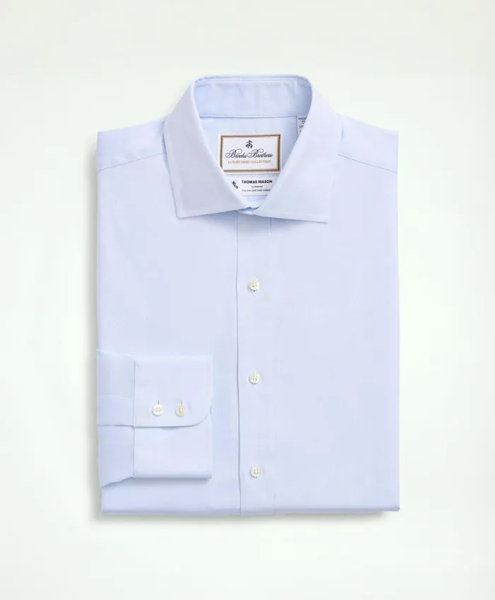 Dress Shirts Men Brooks Brothers Brooks Brothers X Thomas Mason Cotton Pinpoint Oxford English Collar Dress Shirt Light Blue