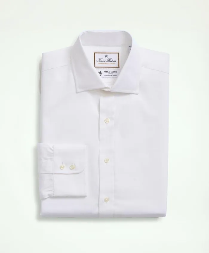Dress Shirts Men Brooks Brothers Brooks Brothers X Thomas Mason Cotton Pinpoint Oxford English Collar Dress Shirt White