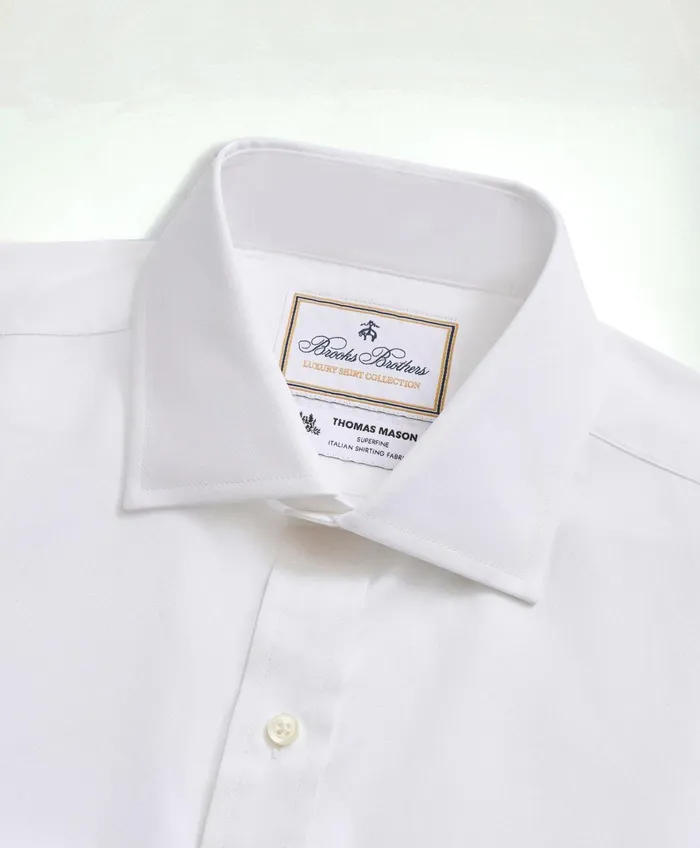Dress Shirts Men Brooks Brothers Brooks Brothers X Thomas Mason Cotton Pinpoint Oxford English Collar Dress Shirt White