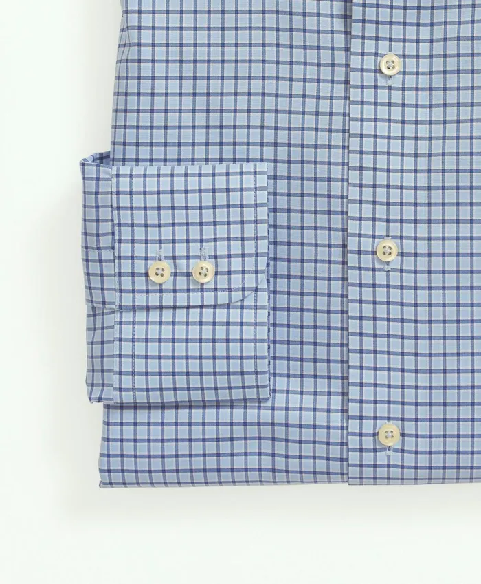 Dress Shirts Men Brooks Brothers Brooks Brothers X Thomas Mason Cotton Poplin English Collar Check Dress Shirt Blue