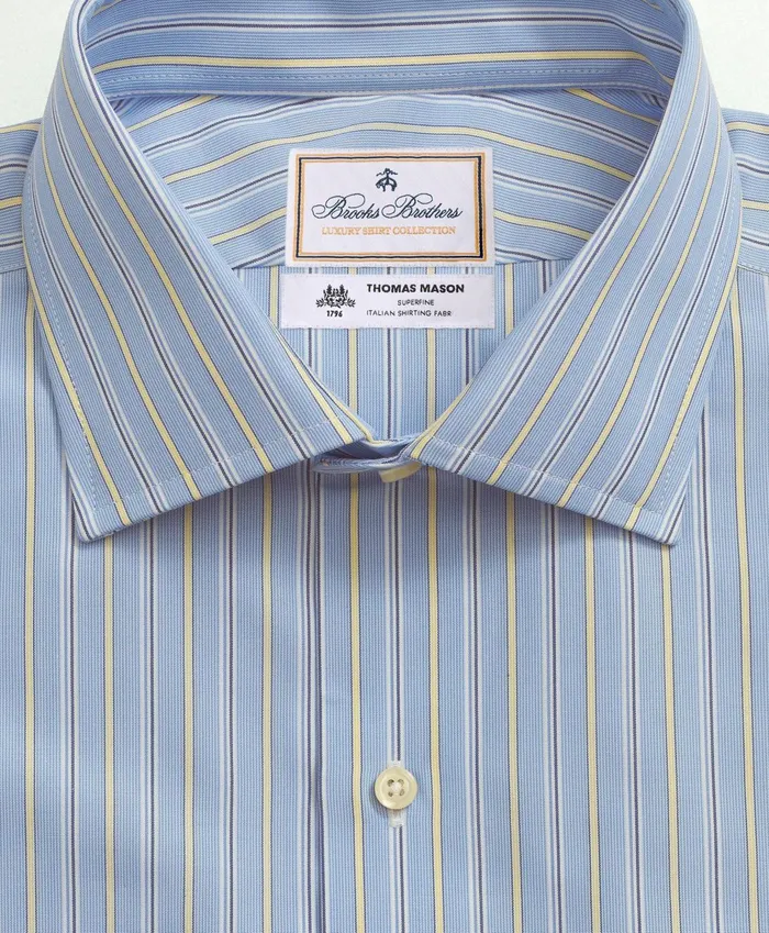 Dress Shirts Men Brooks Brothers Brooks Brothers X Thomas Mason Cotton Poplin English Collar Stripe Dress Shirt Blue