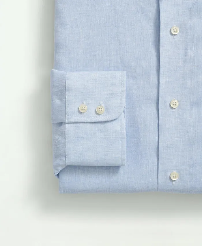 Dress Shirts Men Brooks Brothers Brooks Brothers X Thomas Mason Linen Poplin English Spread Collar Light Blue