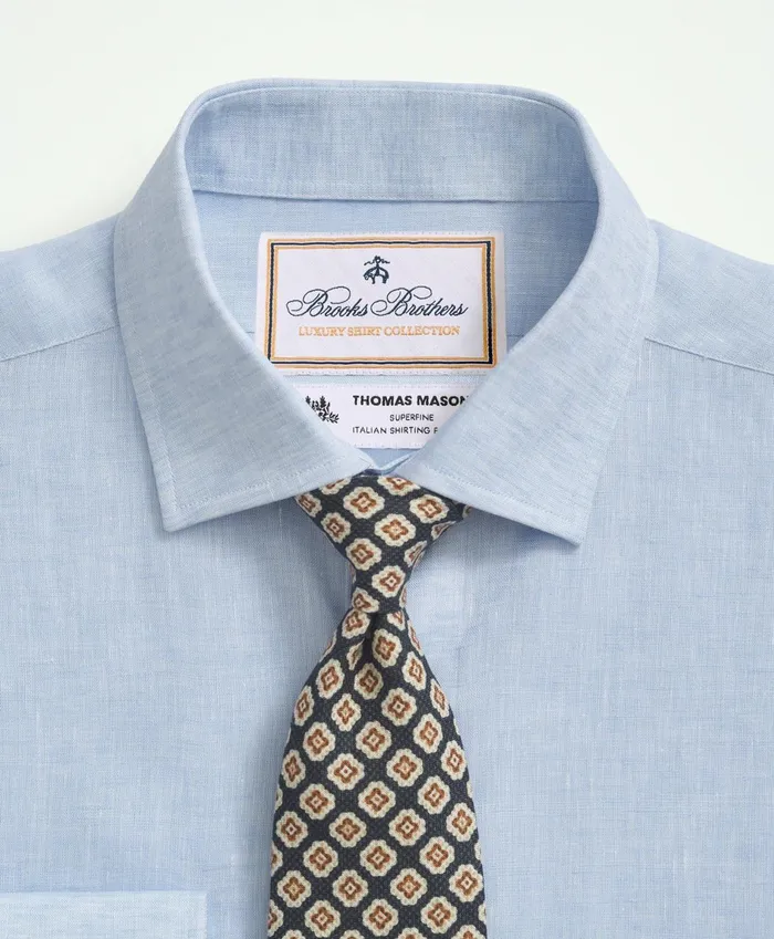 Dress Shirts Men Brooks Brothers Brooks Brothers X Thomas Mason Linen Poplin English Spread Collar Light Blue