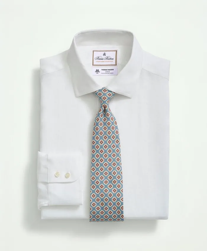 Dress Shirts Men Brooks Brothers Brooks Brothers X Thomas Mason Linen Poplin English Spread Collar White