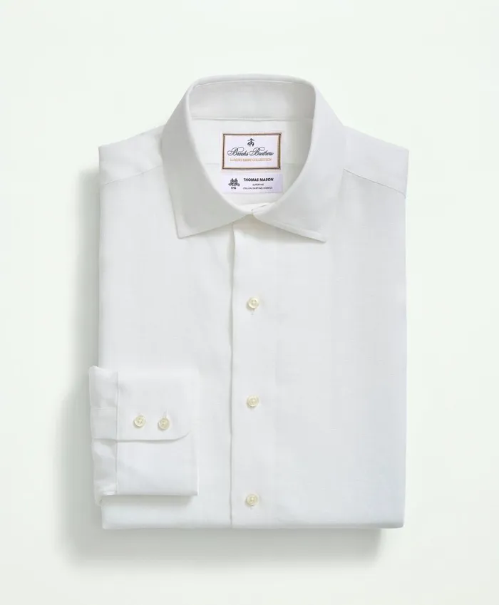 Dress Shirts Men Brooks Brothers Brooks Brothers X Thomas Mason Linen Poplin English Spread Collar White